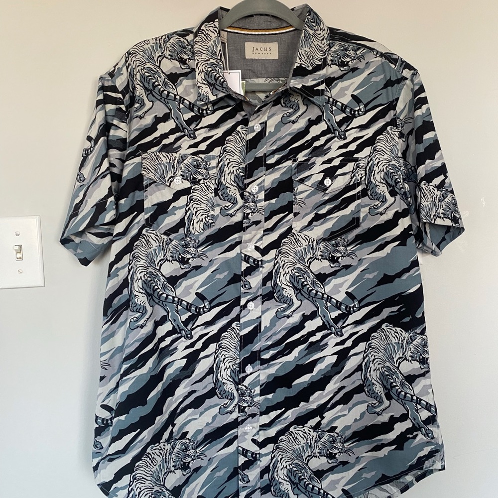 JACHS NY Peached Poplin Short Sleeve Shirt